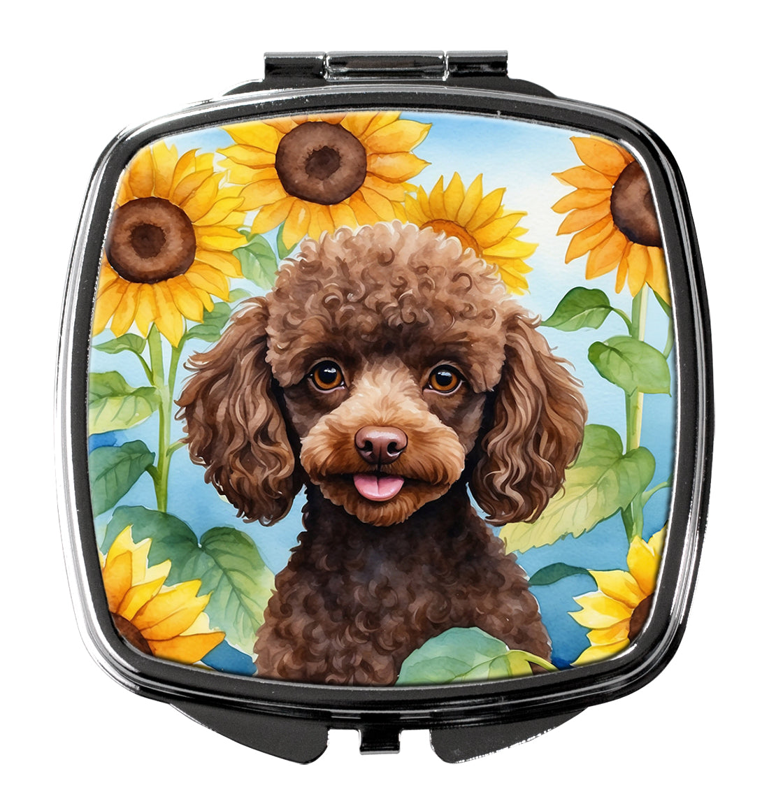 Buy this Chocolate Poodle in Sunflowers Compact Mirror