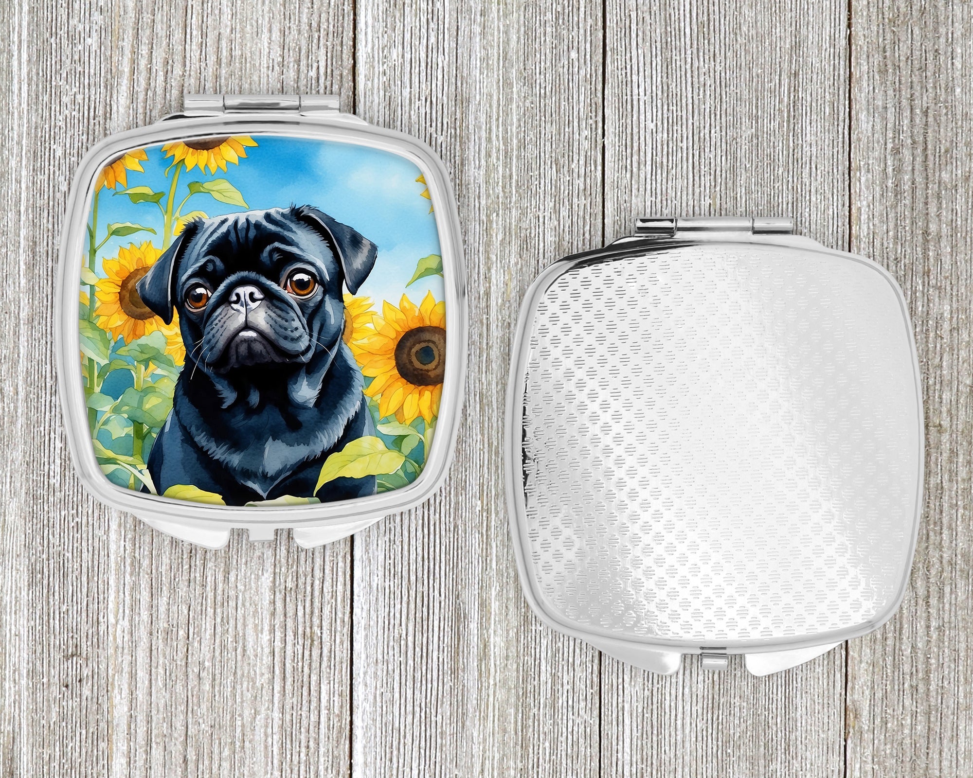 Pug in Sunflowers Compact Mirror