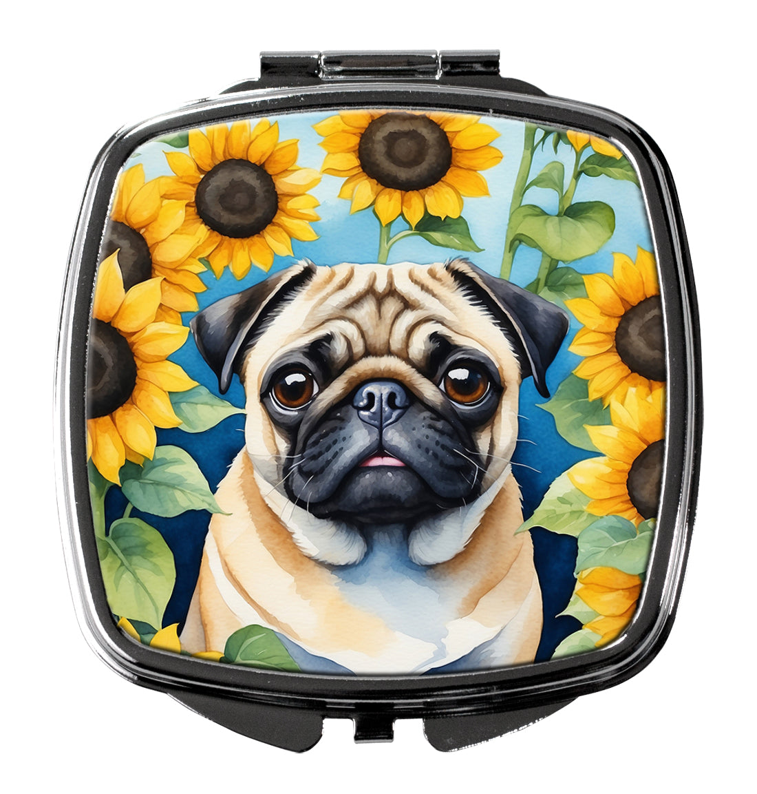 Buy this Pug in Sunflowers Compact Mirror