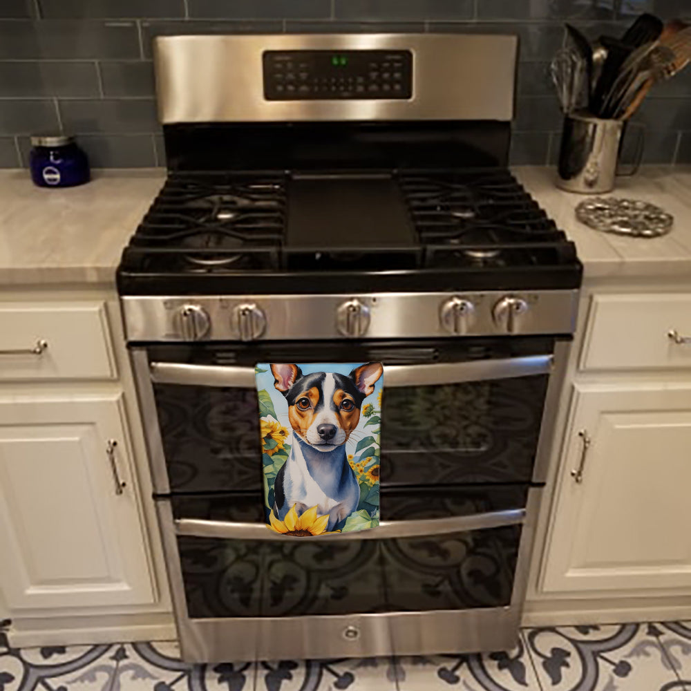 Rat Terrier in Sunflowers Kitchen Towel