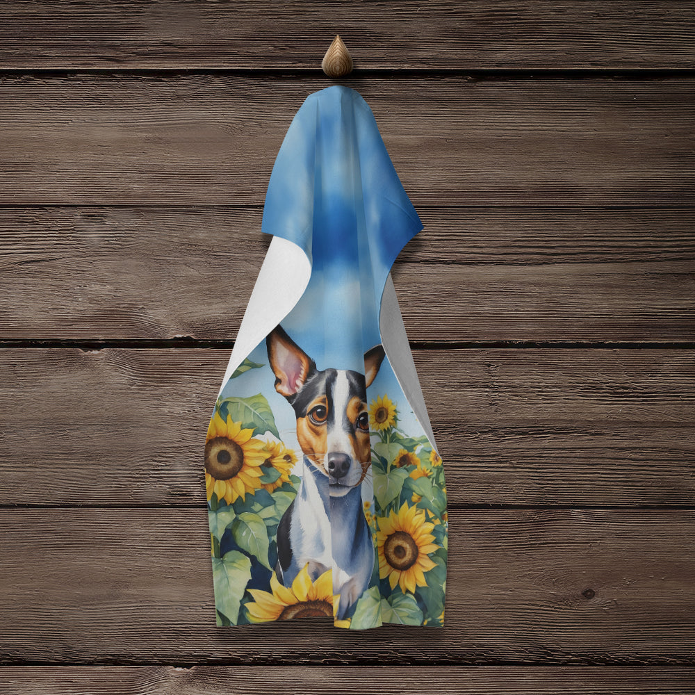 Rat Terrier in Sunflowers Kitchen Towel
