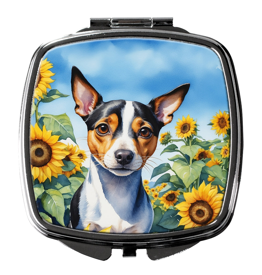 Buy this Rat Terrier in Sunflowers Compact Mirror