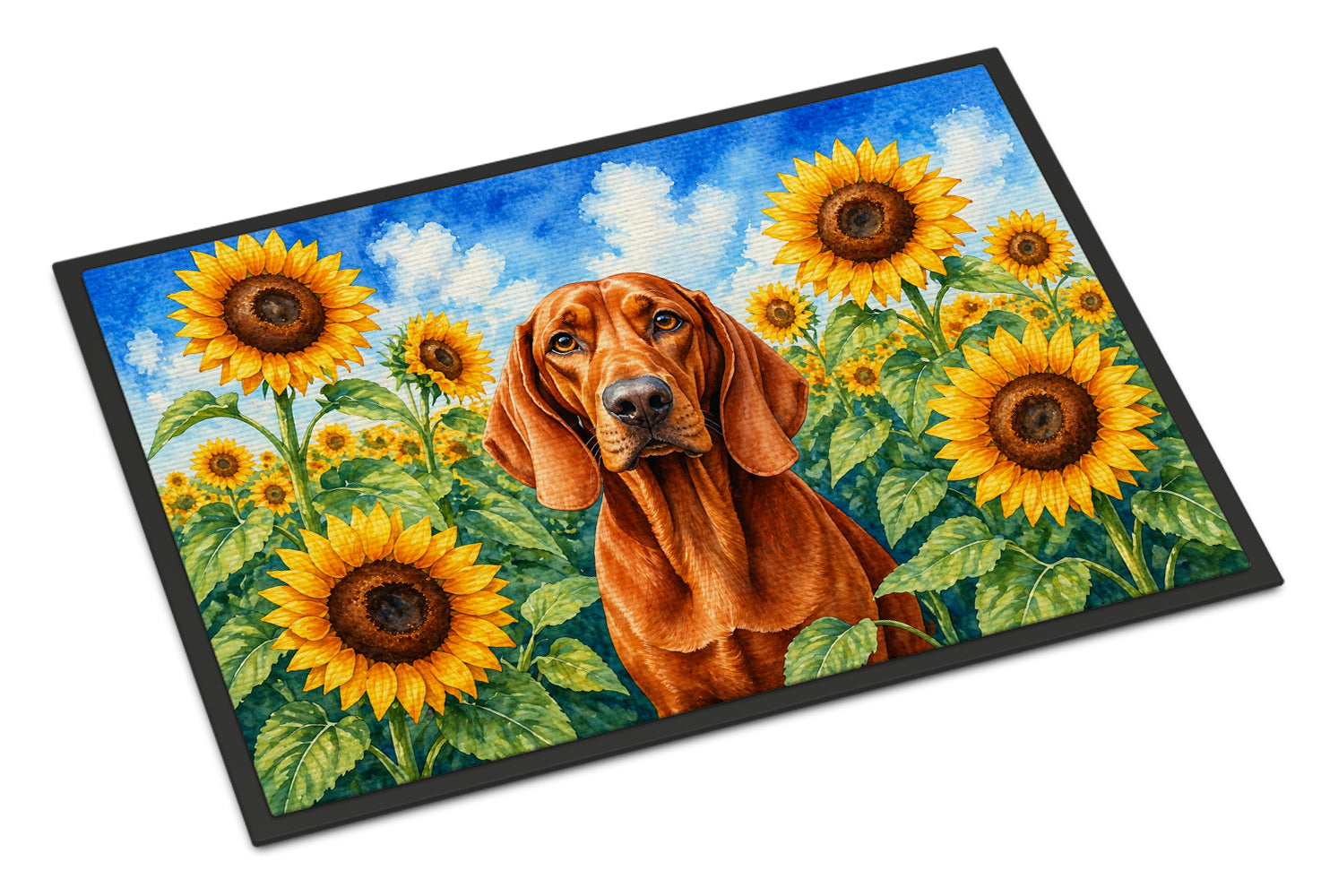 Buy this Redbone Coonhound in Sunflowers Doormat