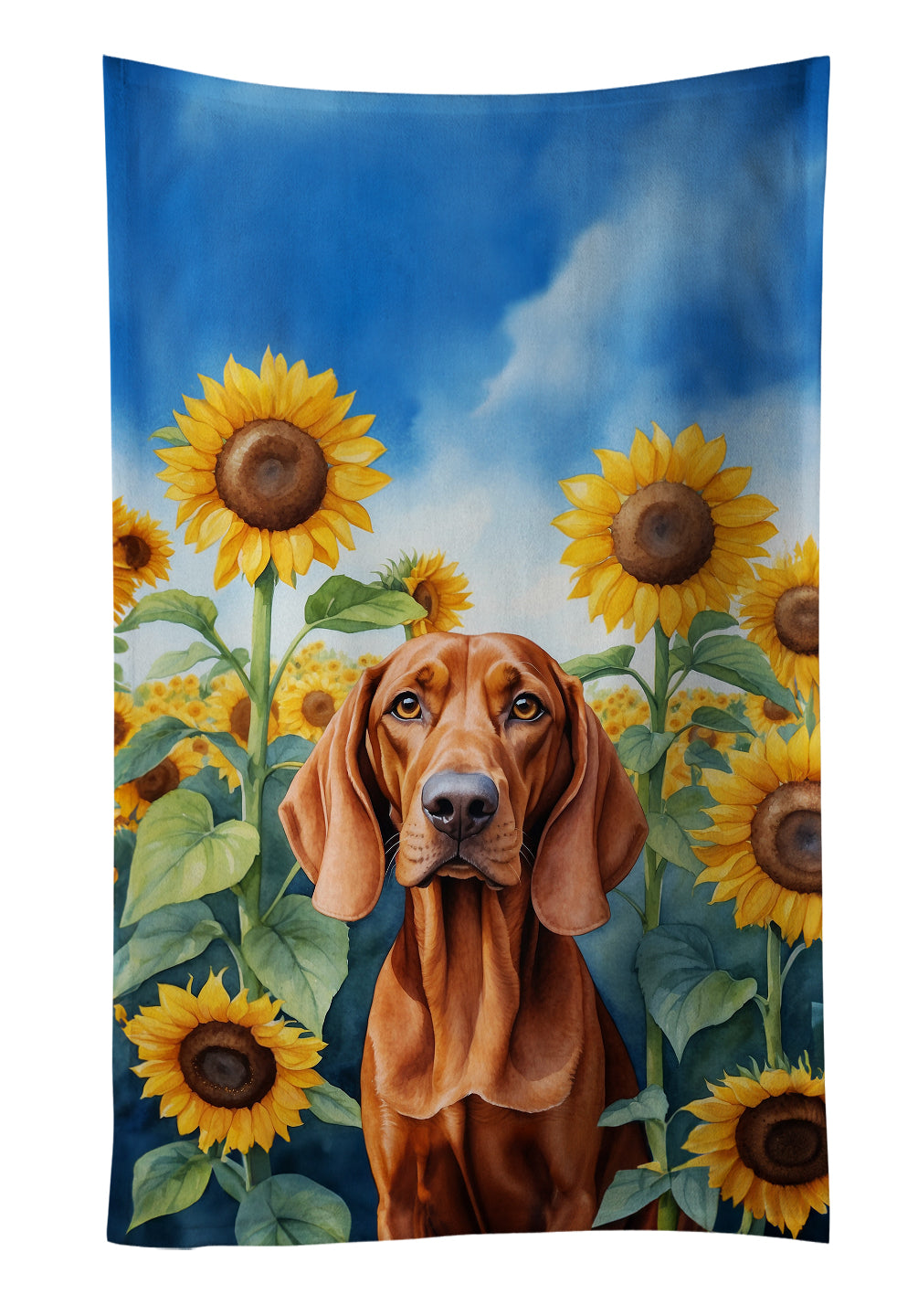 Buy this Redbone Coonhound in Sunflowers Kitchen Towel