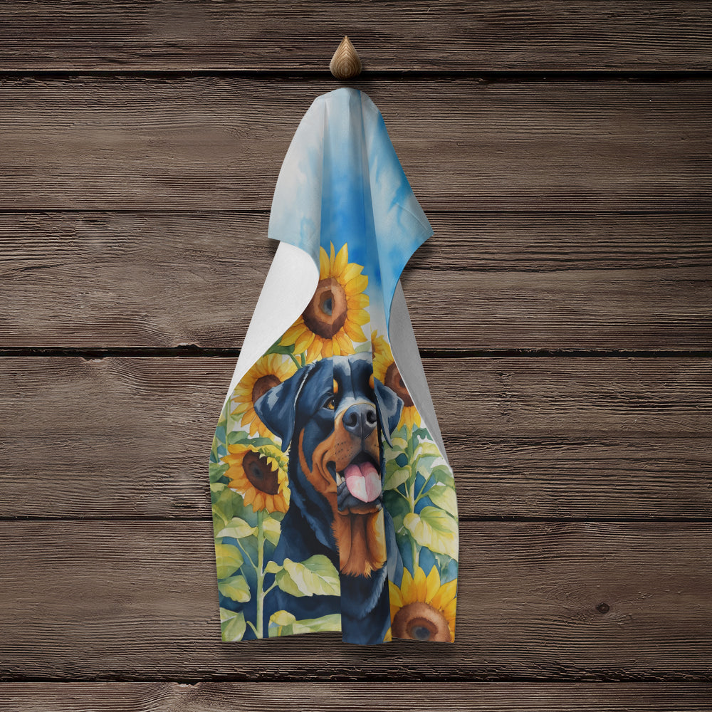 Rottweiler in Sunflowers Kitchen Towel