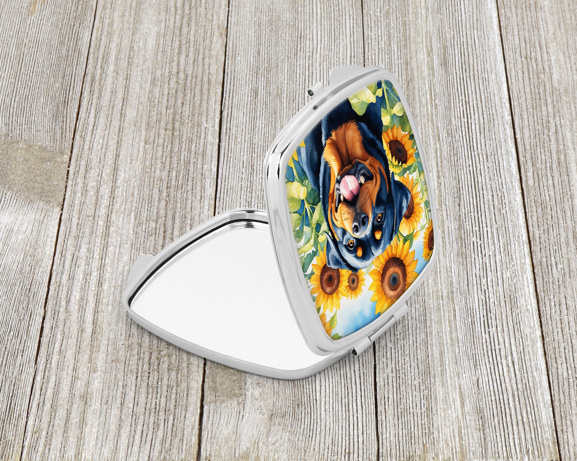 Rottweiler in Sunflowers Compact Mirror