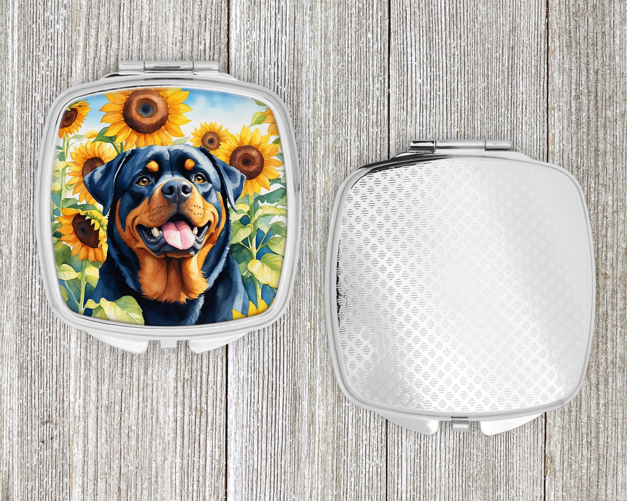 Rottweiler in Sunflowers Compact Mirror