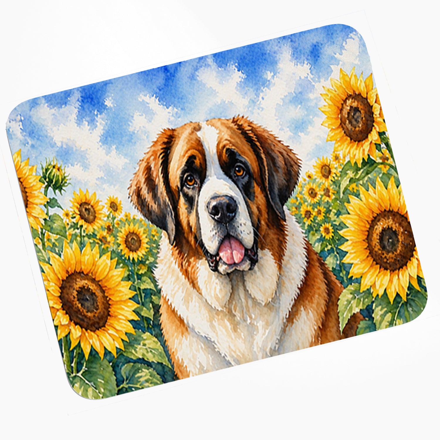 Buy this Saint Bernard in Sunflowers Mouse Pad, Heat Resistant Trivet Hot Pad