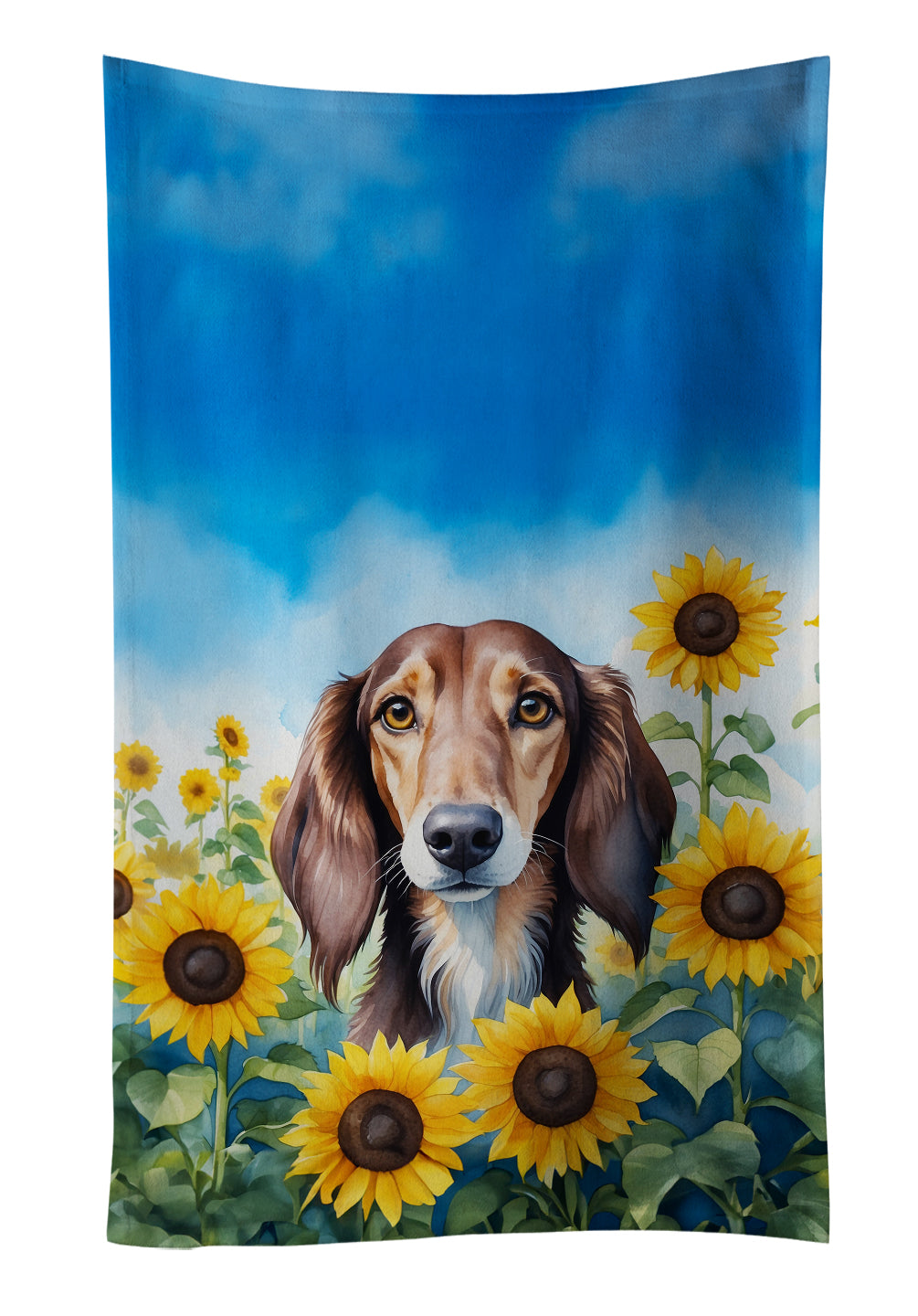 Buy this Saluki in Sunflowers Kitchen Towel