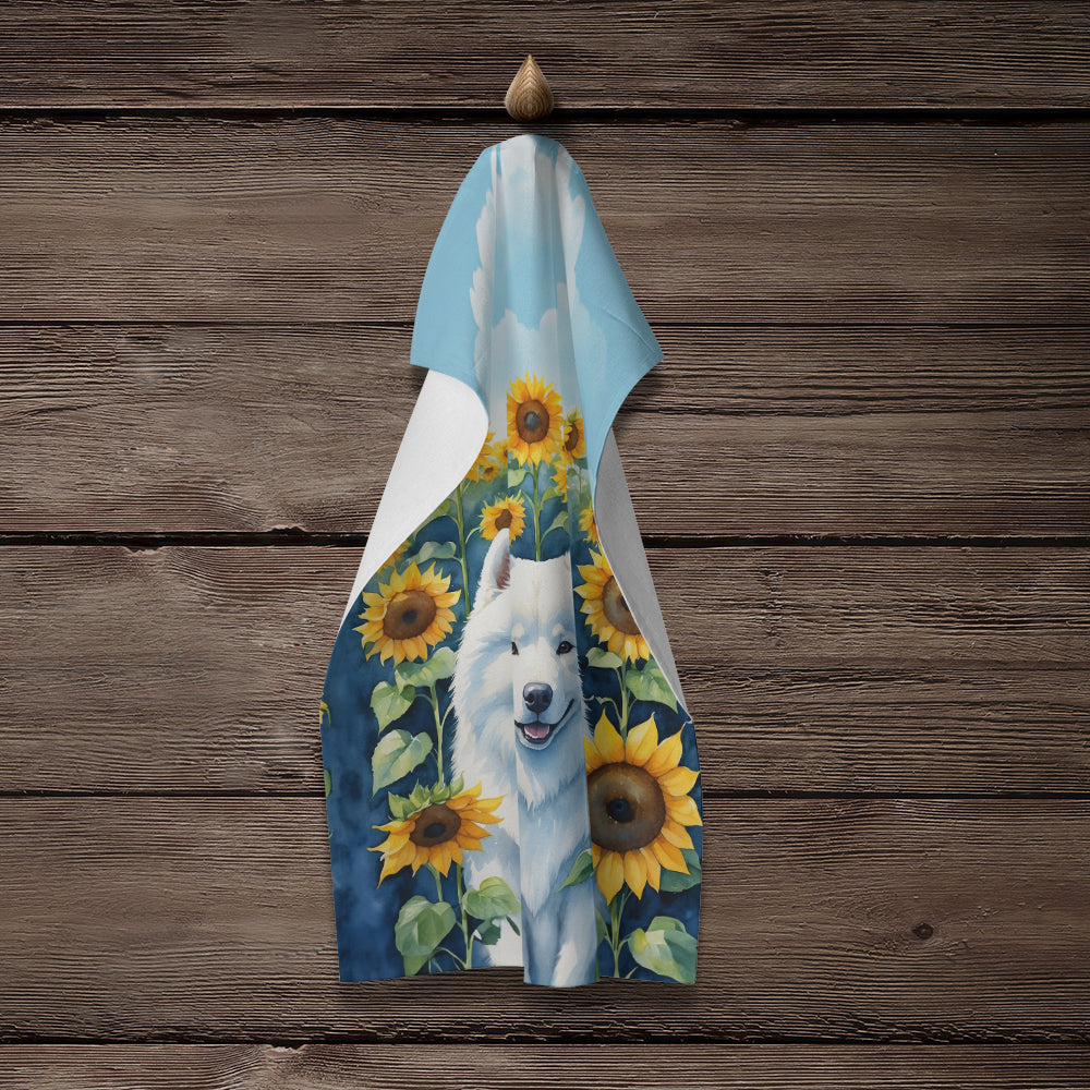 Samoyed in Sunflowers Kitchen Towel