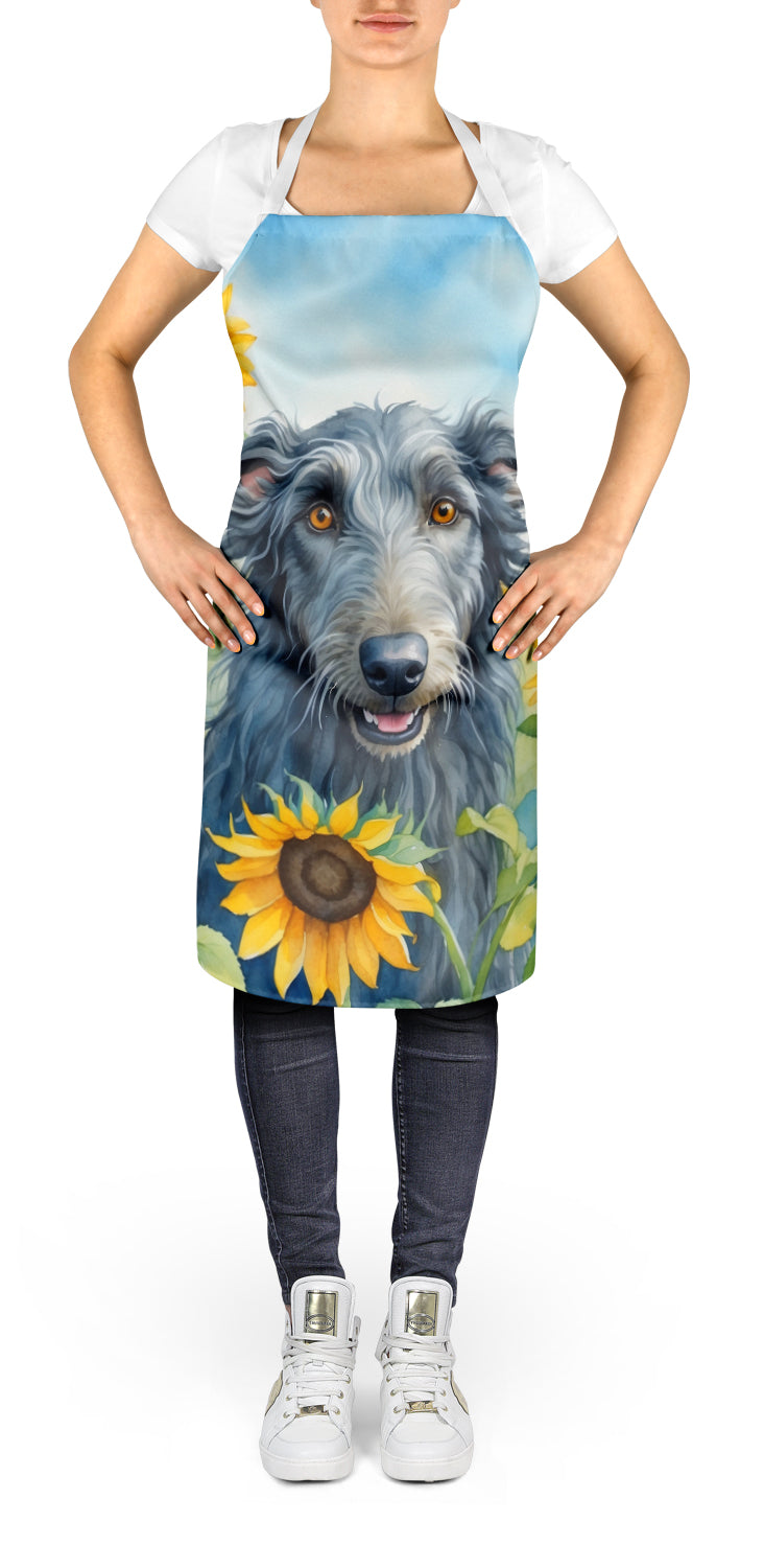 Scottish Deerhound in Sunflowers Apron