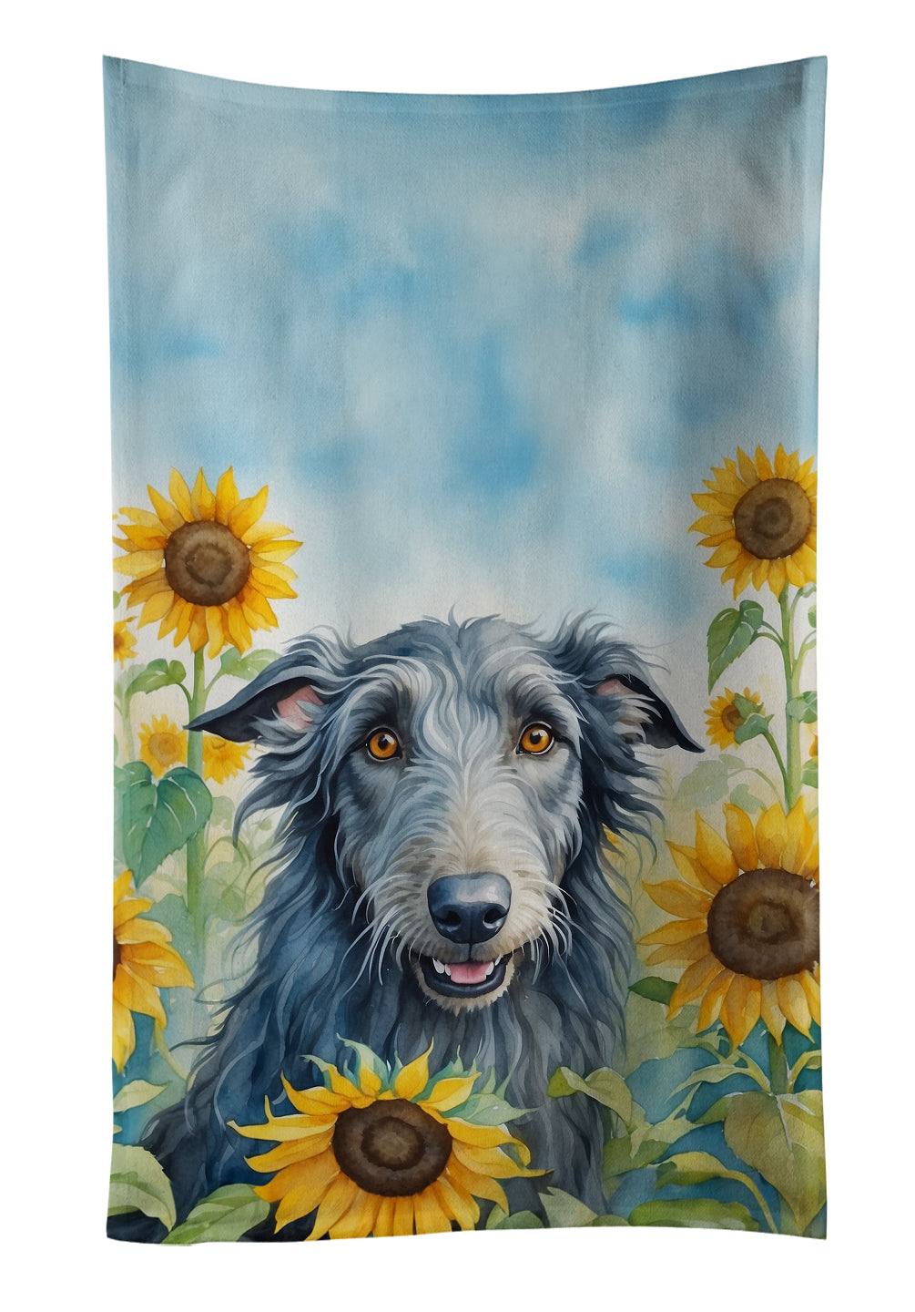 Buy this Scottish Deerhound in Sunflowers Kitchen Towel