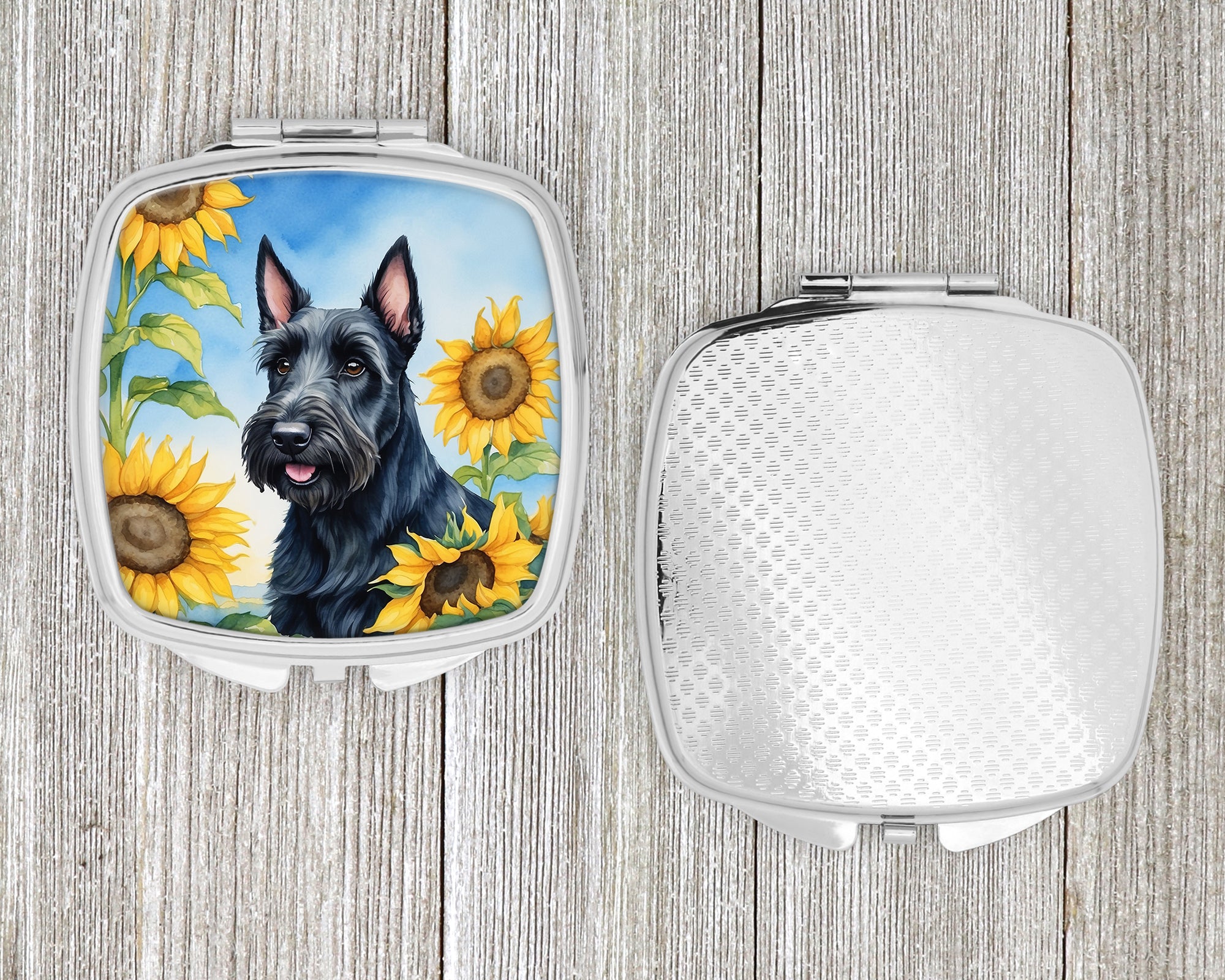 Scottish Terrier in Sunflowers Compact Mirror