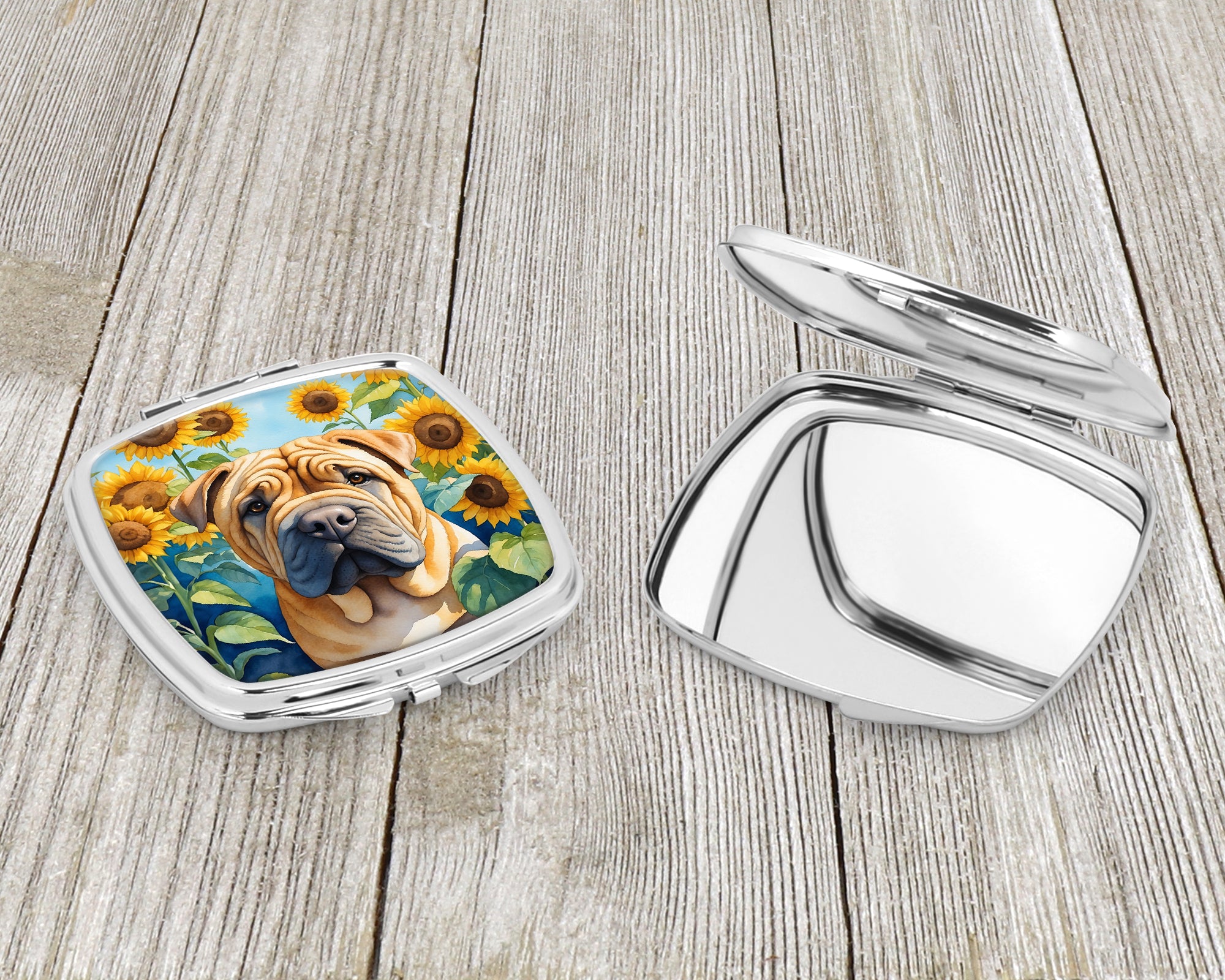 Shar Pei in Sunflowers Compact Mirror
