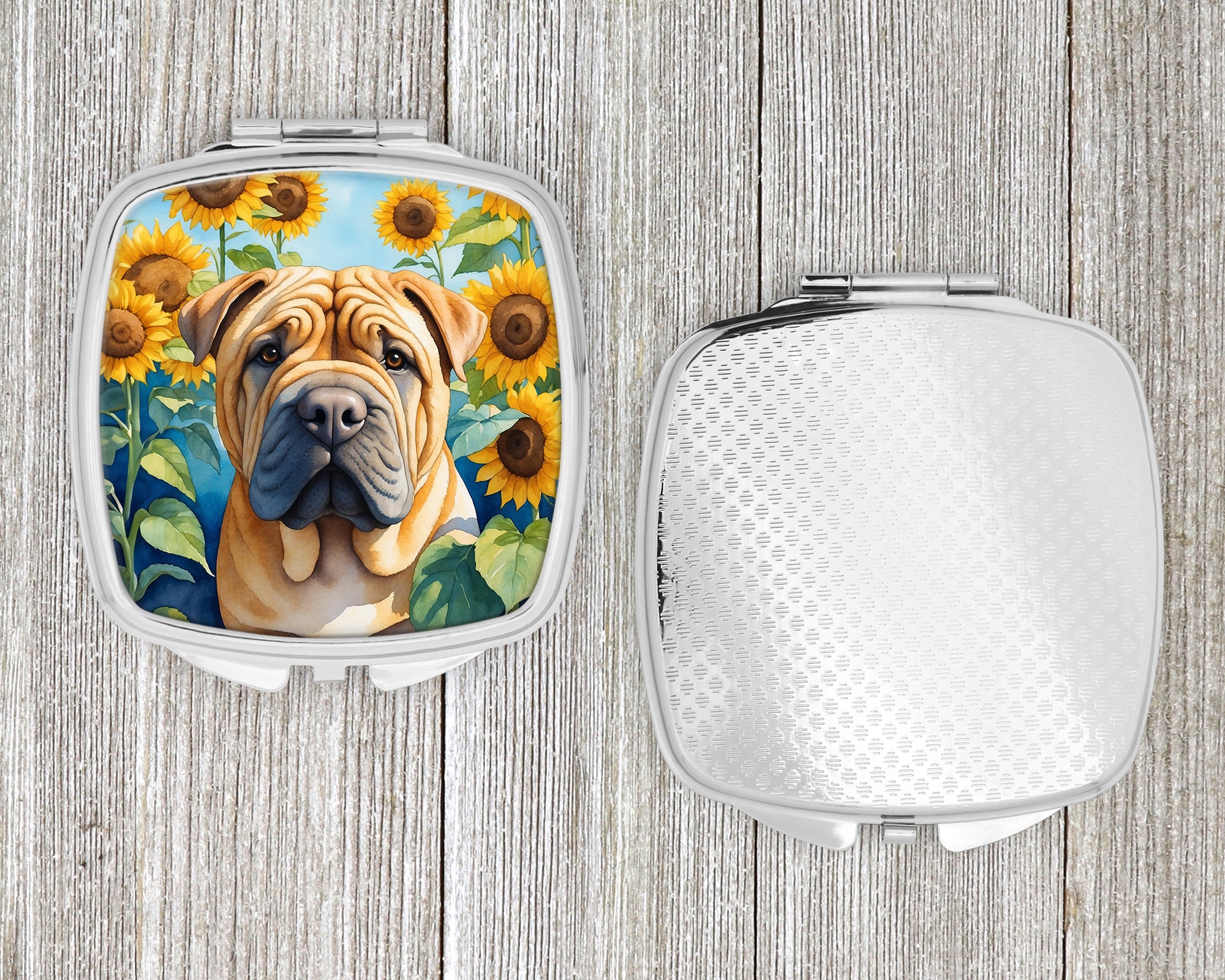 Shar Pei in Sunflowers Compact Mirror
