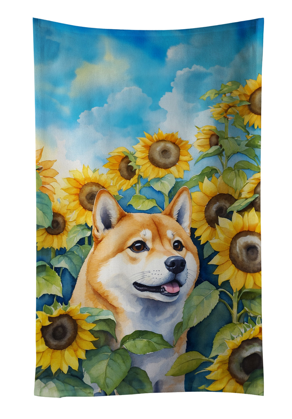 Buy this Shiba Inu in Sunflowers Kitchen Towel