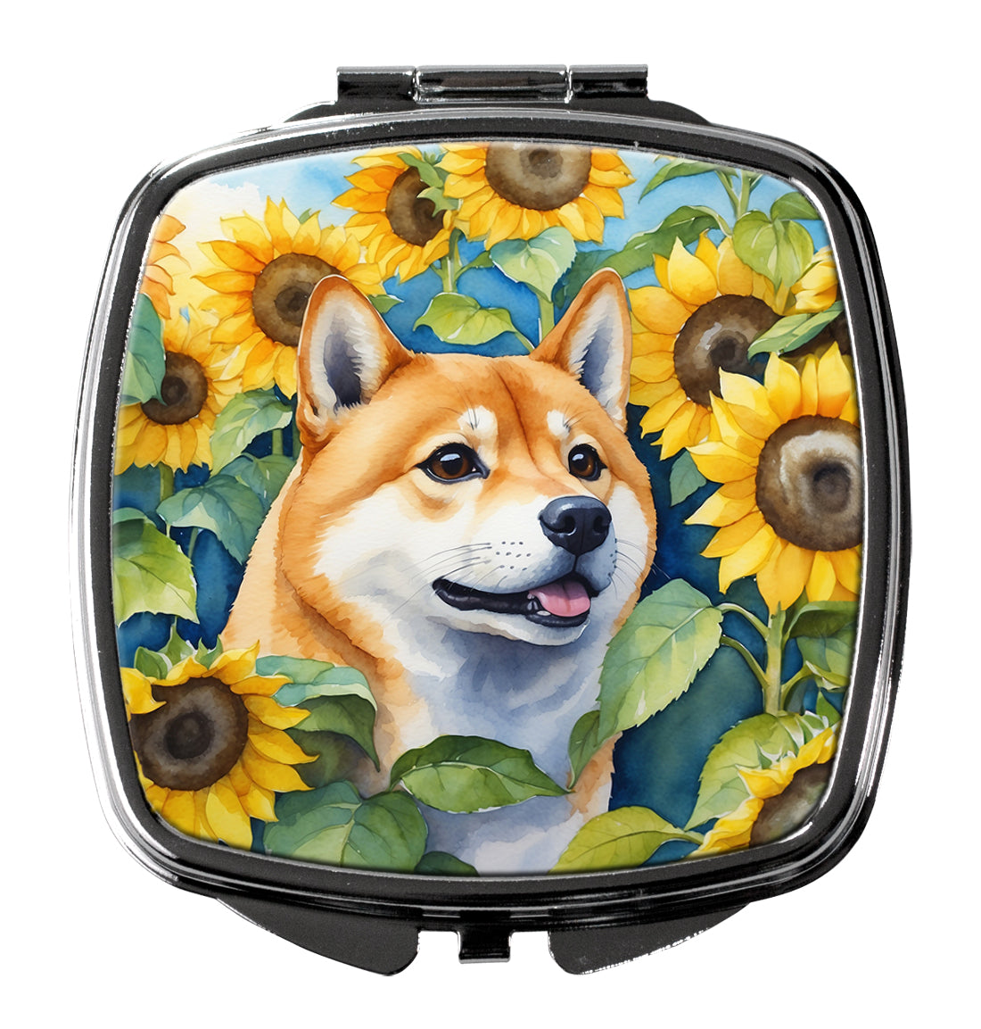 Buy this Shiba Inu in Sunflowers Compact Mirror