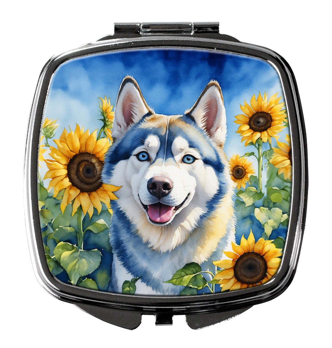Buy this Siberian Husky in Sunflowers Compact Mirror