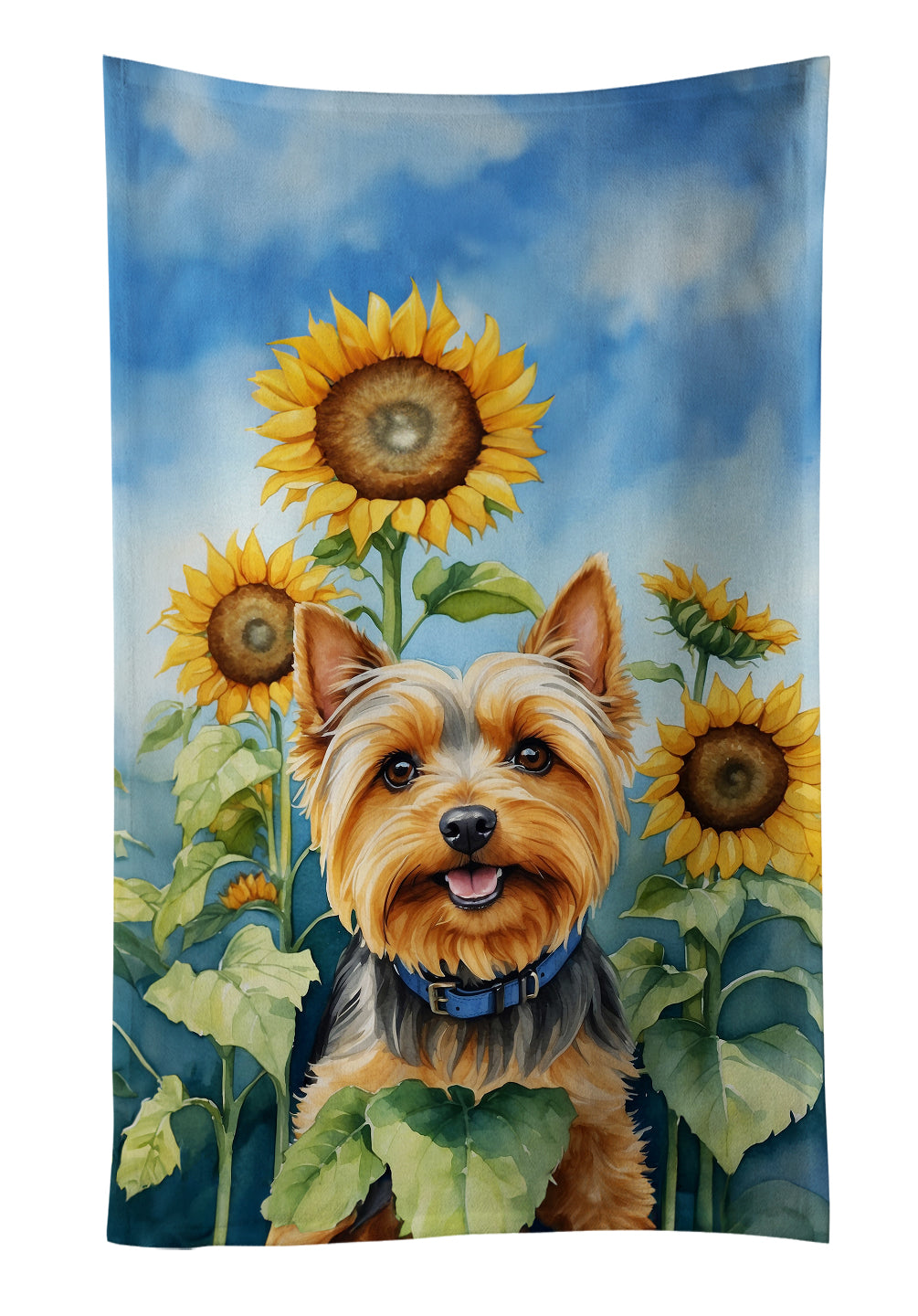 Buy this Silky Terrier in Sunflowers Kitchen Towel