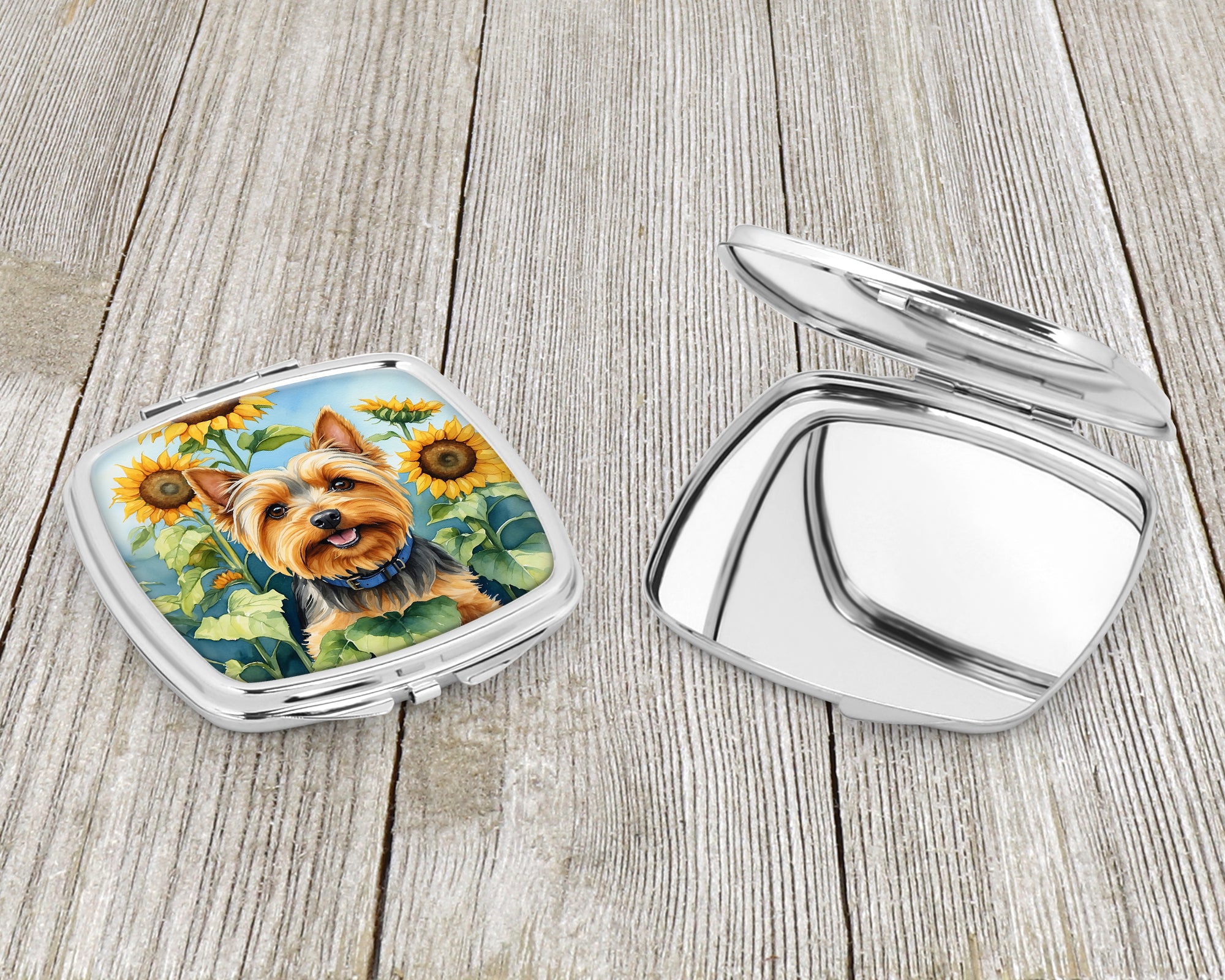 Silky Terrier in Sunflowers Compact Mirror