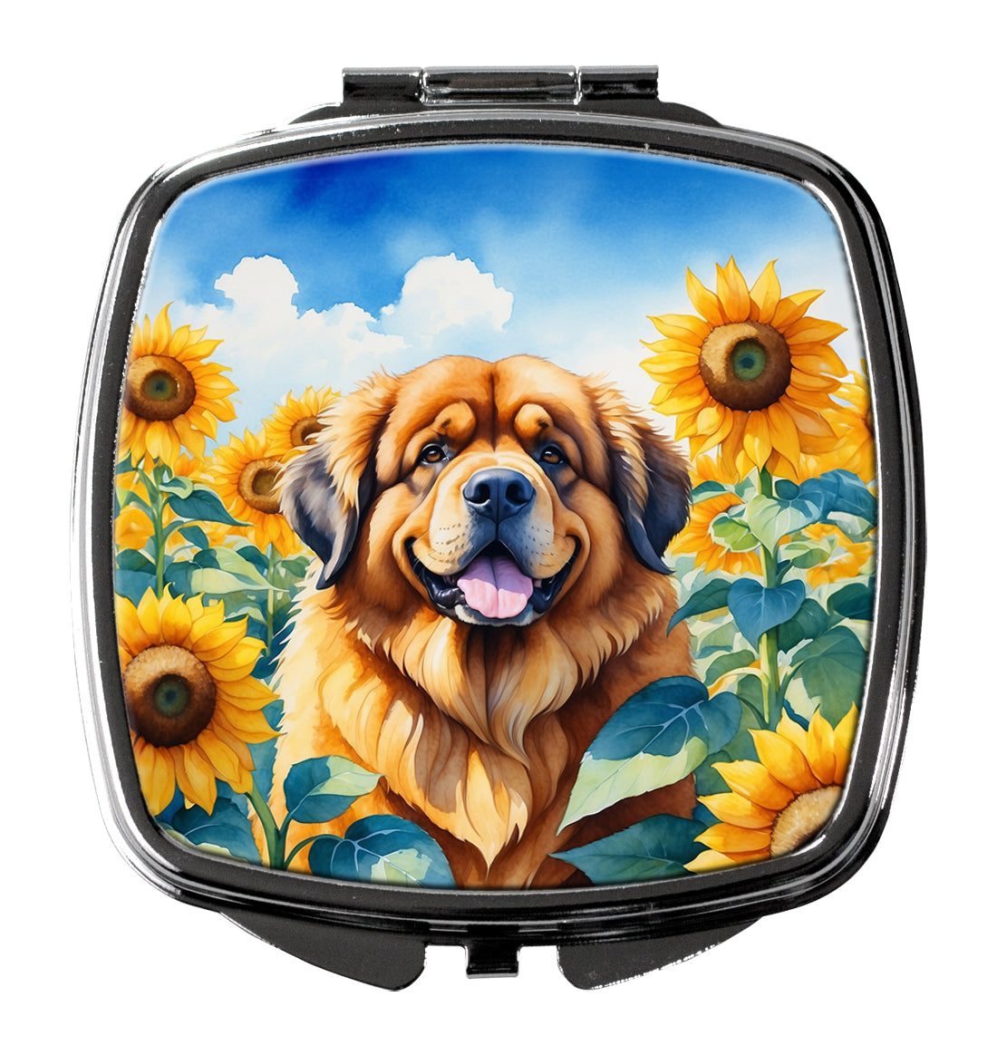 Buy this Tibetan Mastiff in Sunflowers Compact Mirror
