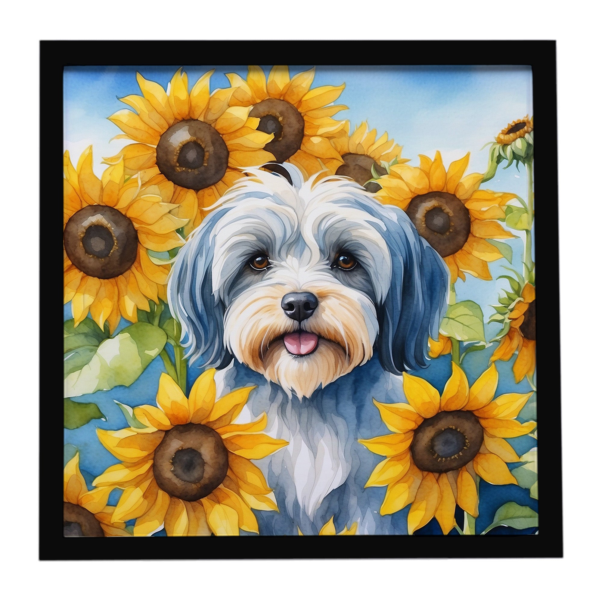 Caroline's Treasures Tibetan Terrier in Sunflowers Framed Metal Print