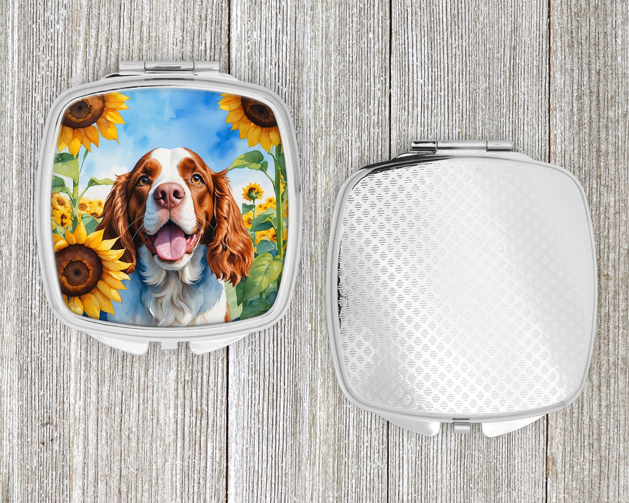 Welsh Springer Spaniel in Sunflowers Compact Mirror
