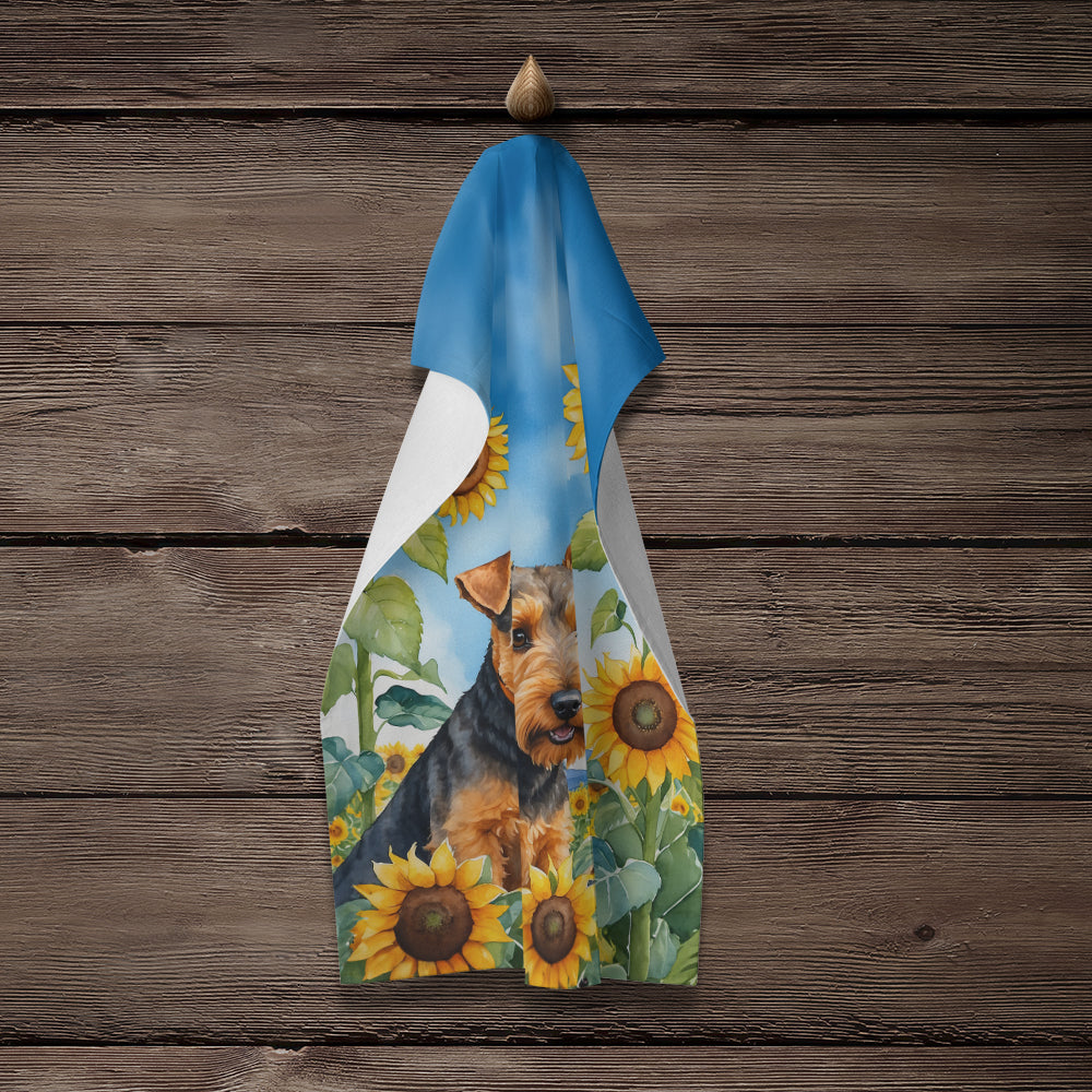 Welsh Terrier in Sunflowers Kitchen Towel