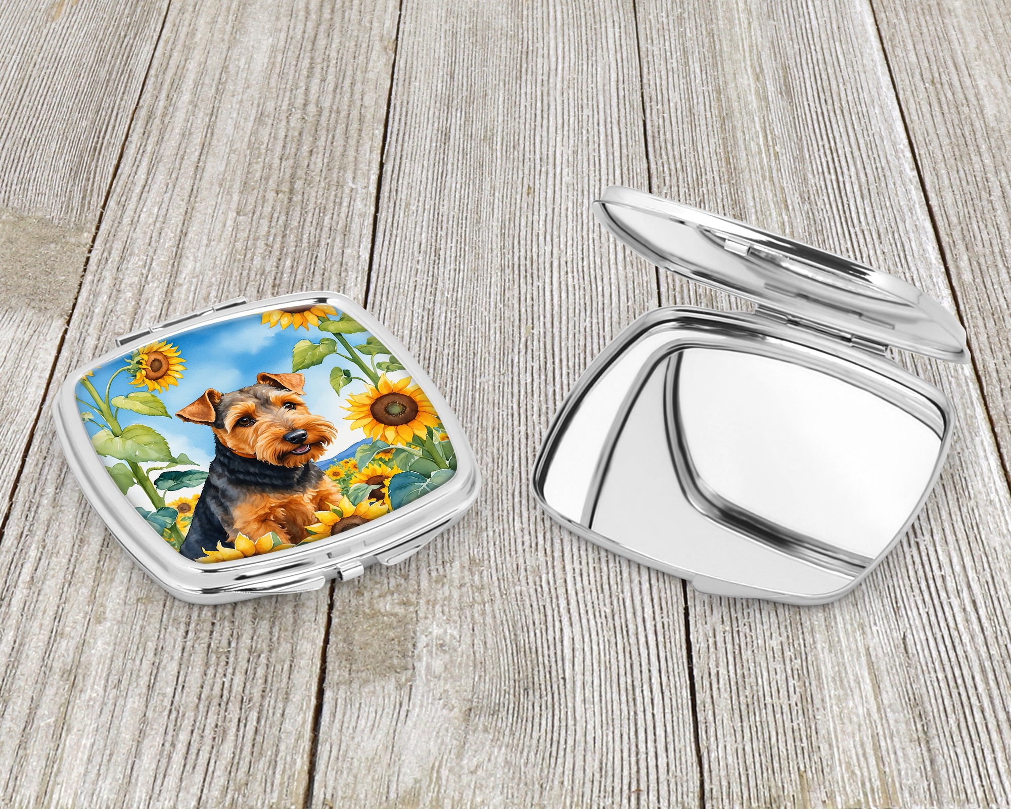 Welsh Terrier in Sunflowers Compact Mirror