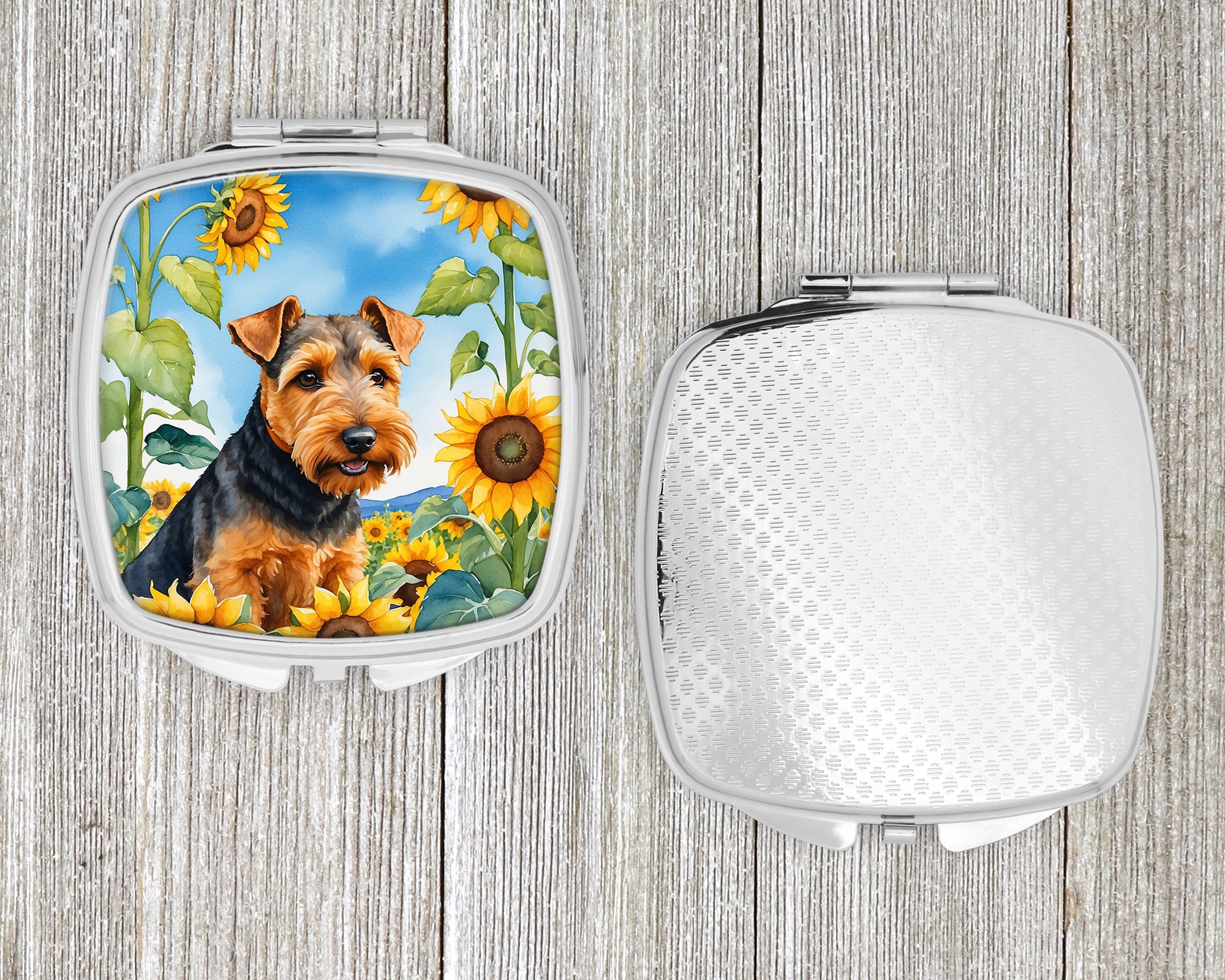 Welsh Terrier in Sunflowers Compact Mirror