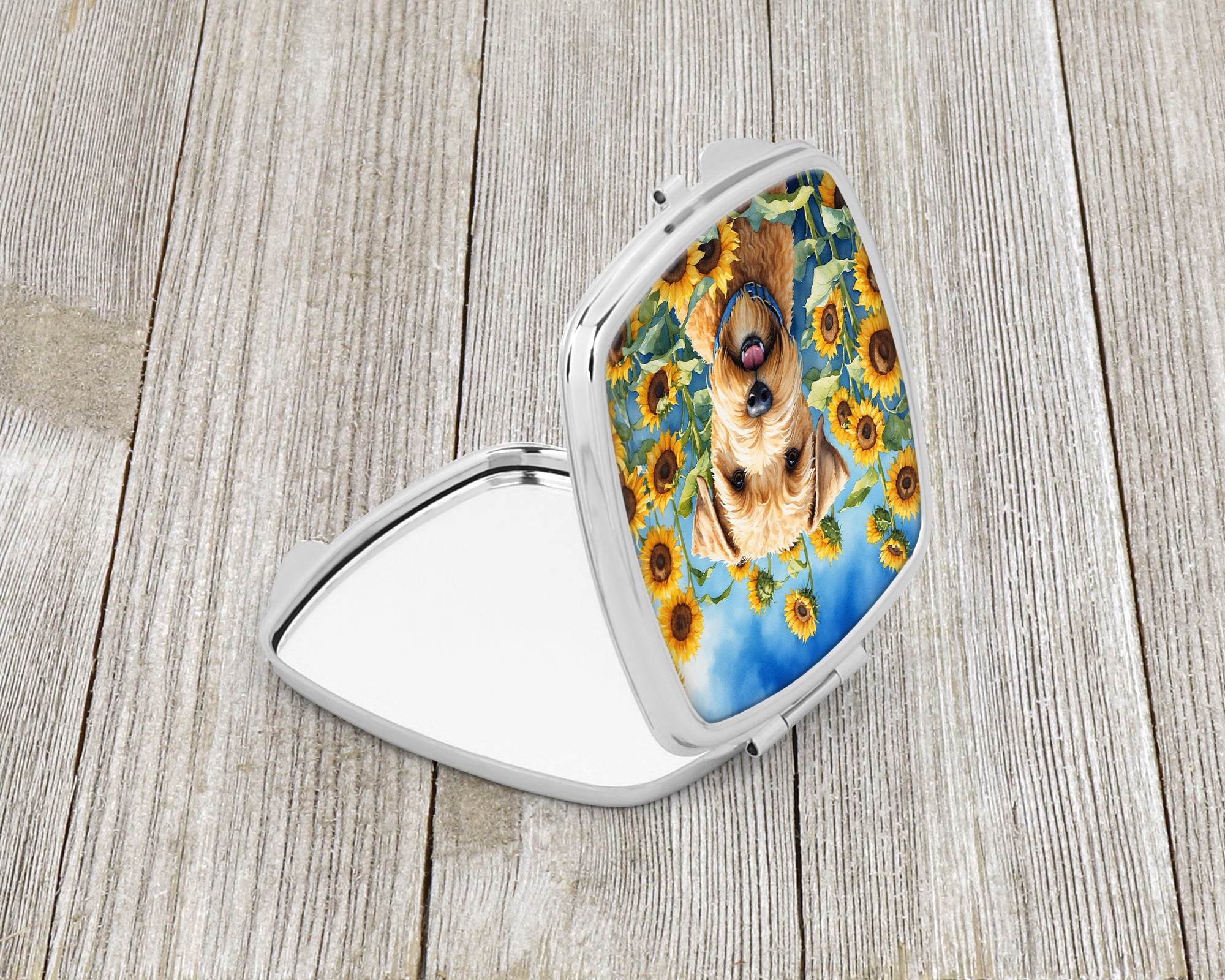 Buy this Wheaten Terrier in Sunflowers Compact Mirror