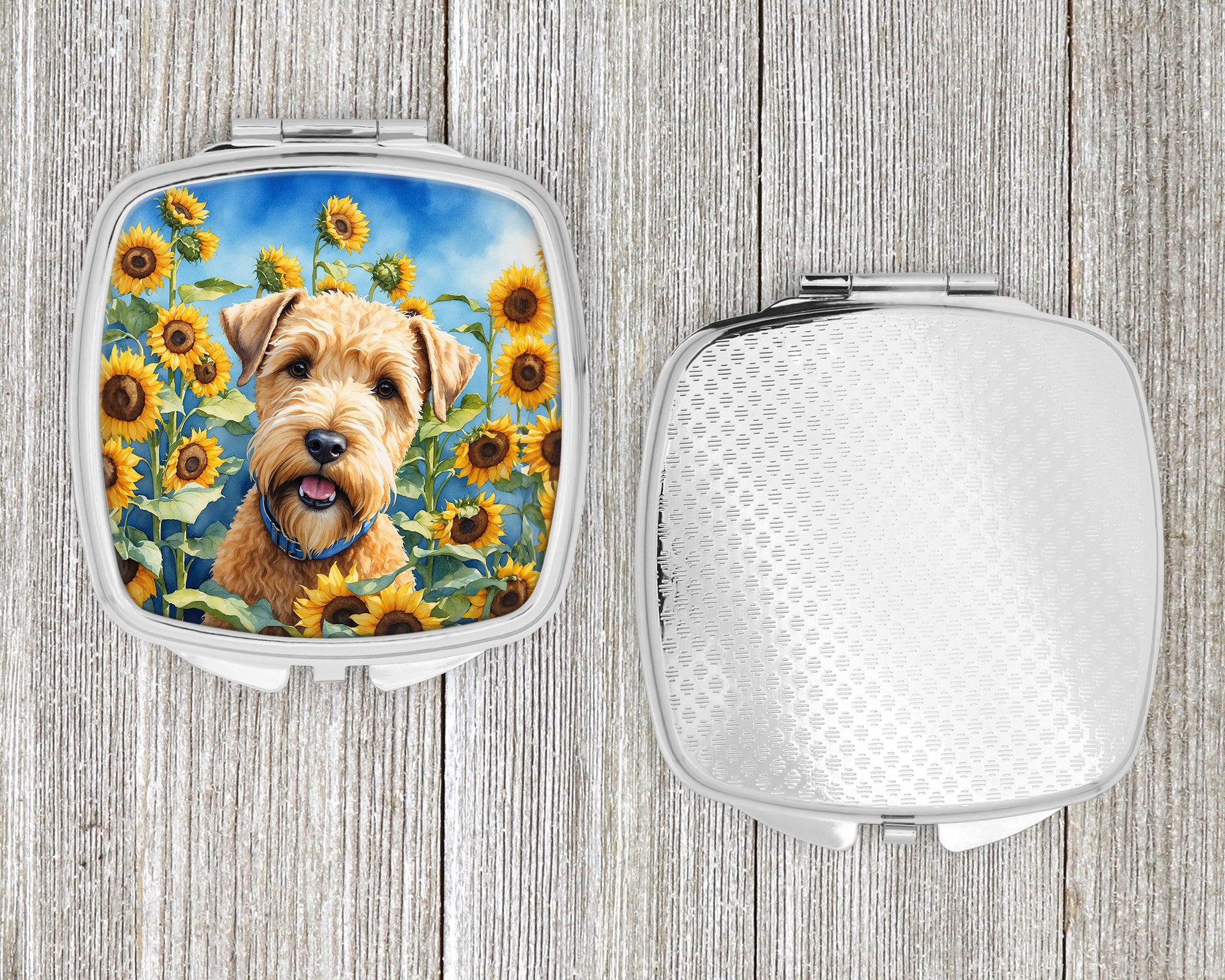 Wheaten Terrier in Sunflowers Compact Mirror