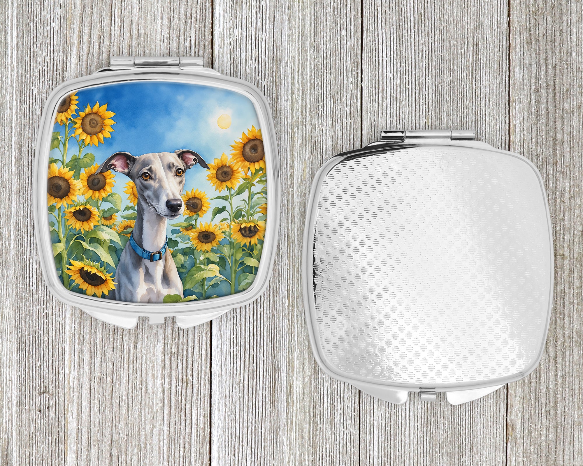 Whippet in Sunflowers Compact Mirror