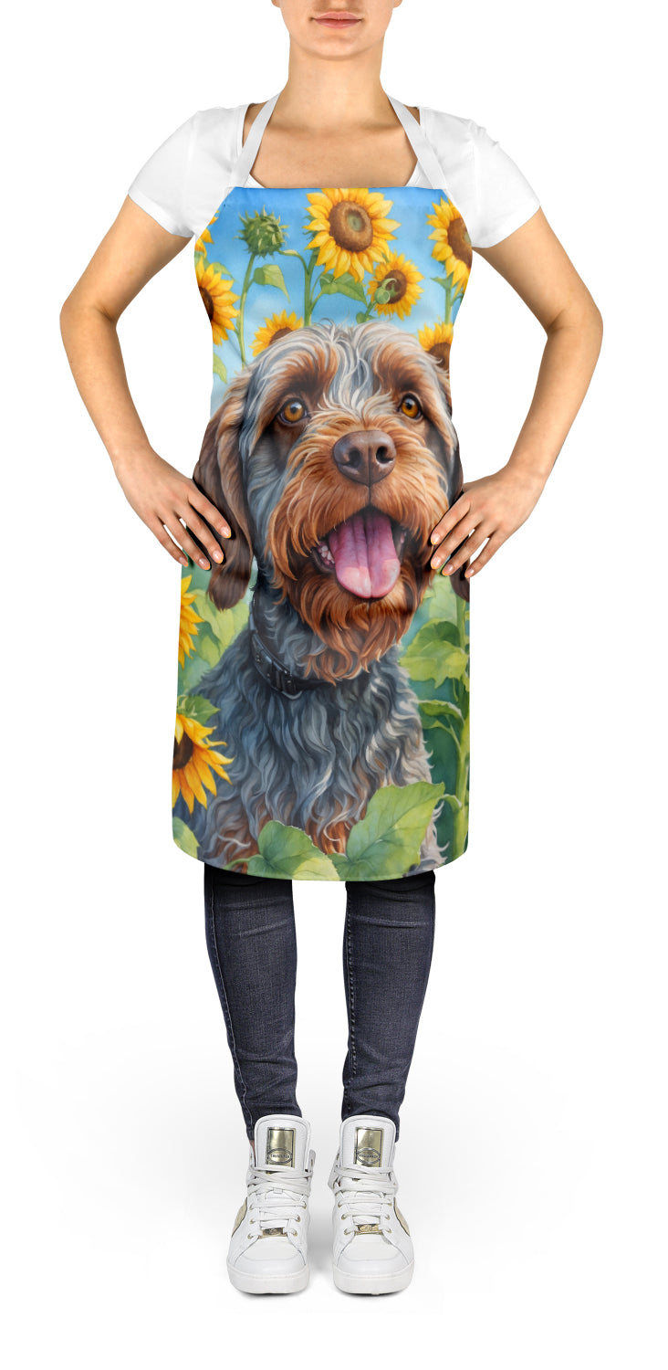 Wirehaired Pointing Griffon in Sunflowers Apron