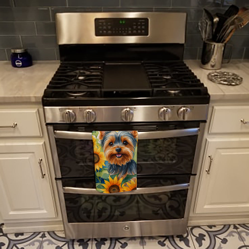 Yorkshire Terrier in Sunflowers Kitchen Towel