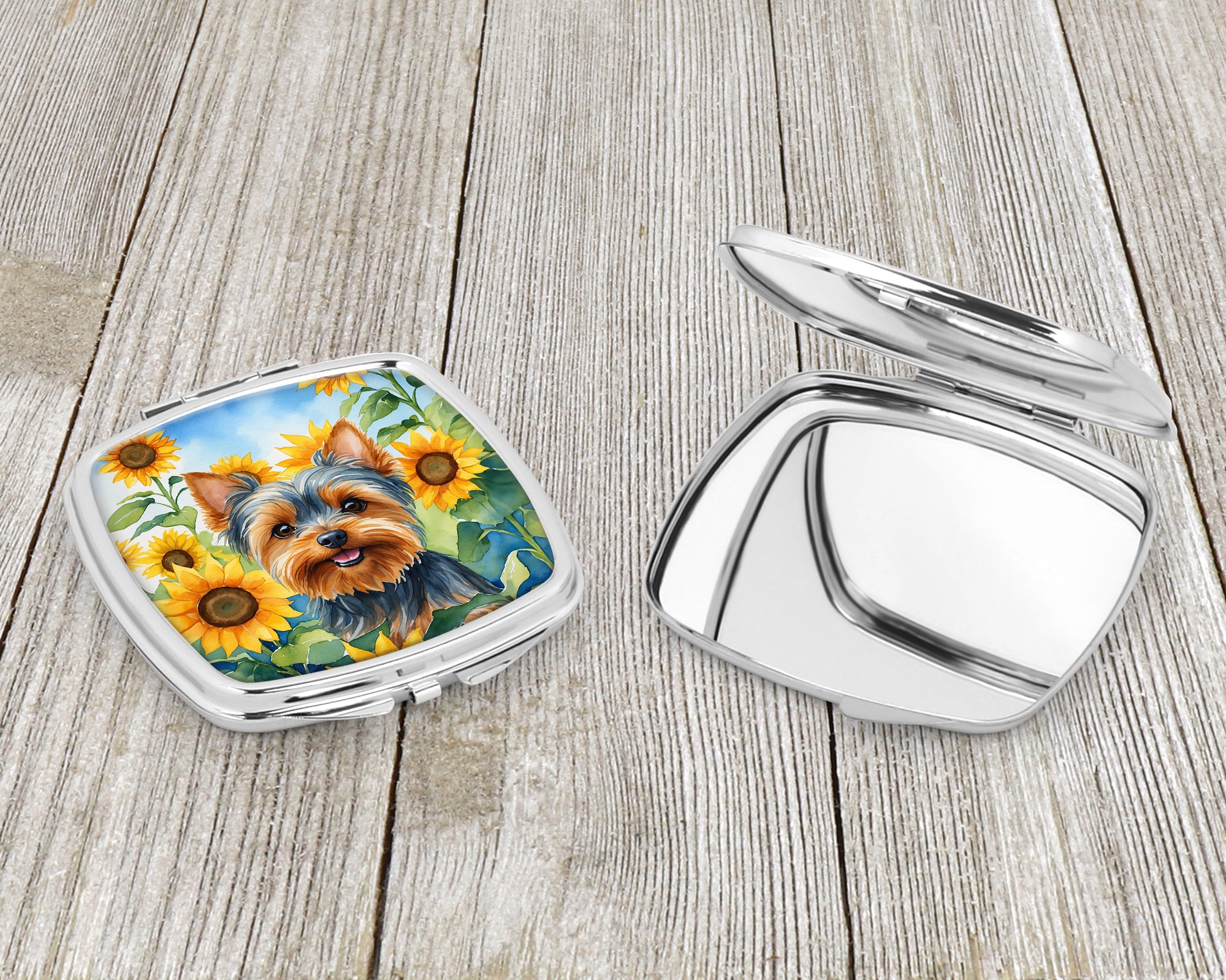 Yorkshire Terrier in Sunflowers Compact Mirror
