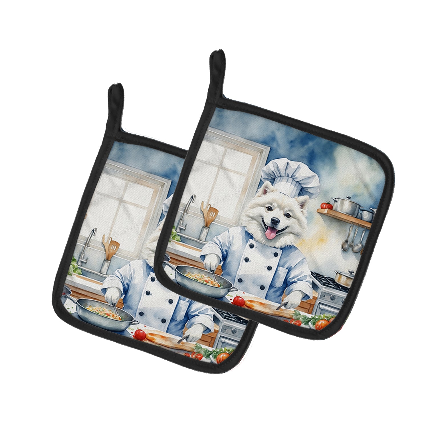 Buy this American Eskimo The Chef Pair of Pot Holders