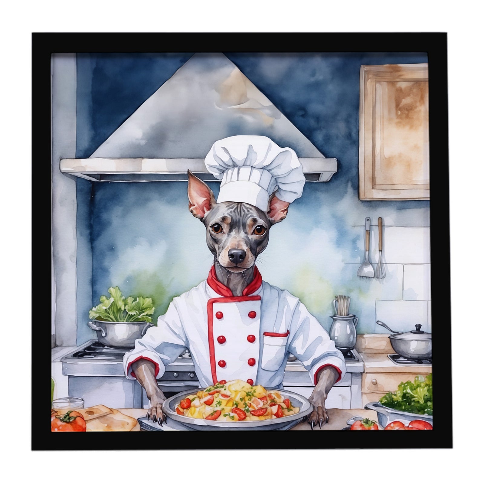 Caroline's Treasures American Hairless Terrier The Chef Framed Metal Print
