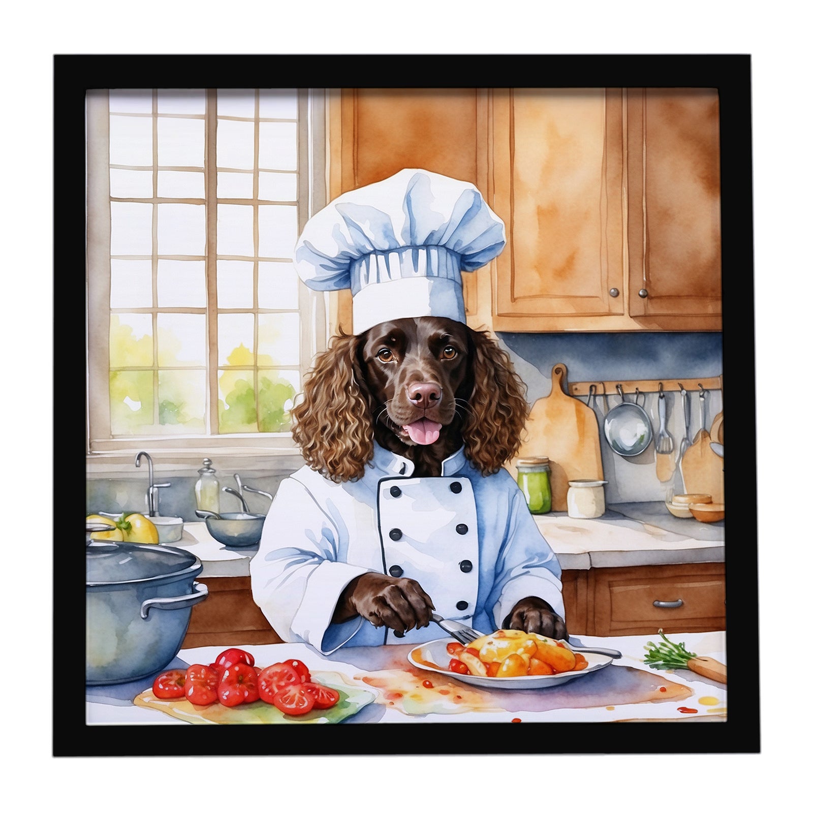 Caroline's Treasures American Water Spaniel The Chef Framed Metal Print