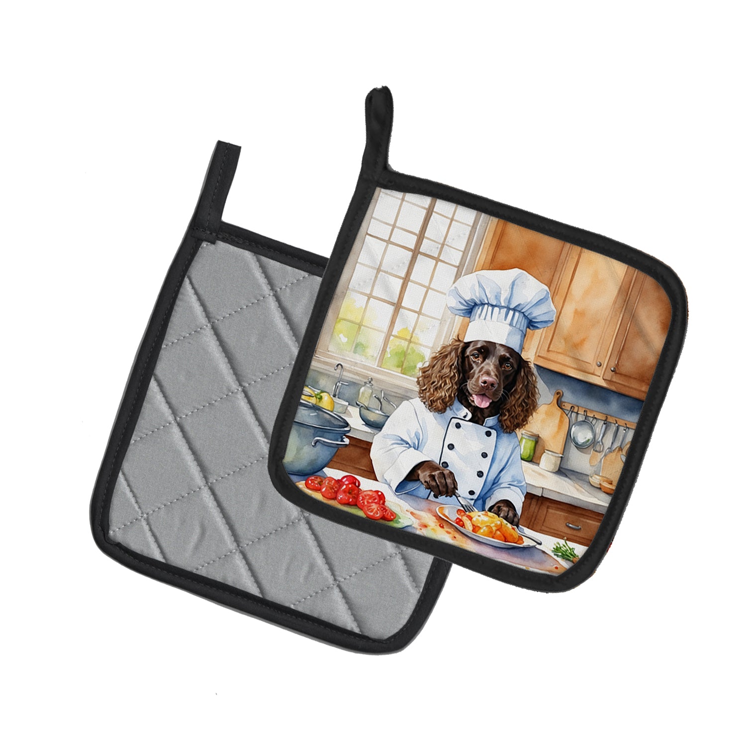Caroline's Treasures American Water Spaniel The Chef Pot Holders - Set of 2 Decorative Kitchen Helpers | Made in the USA