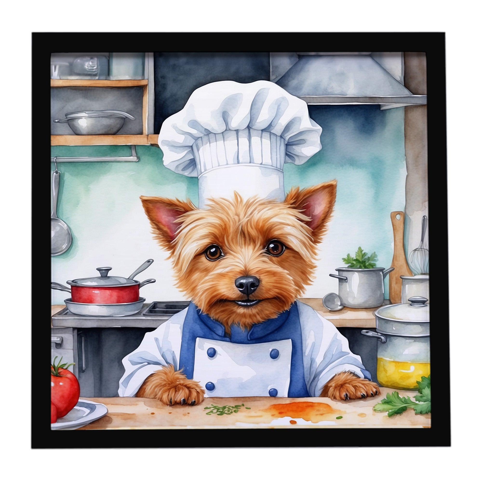 Caroline's Treasures Australian Terrier The Chef Framed Metal Print