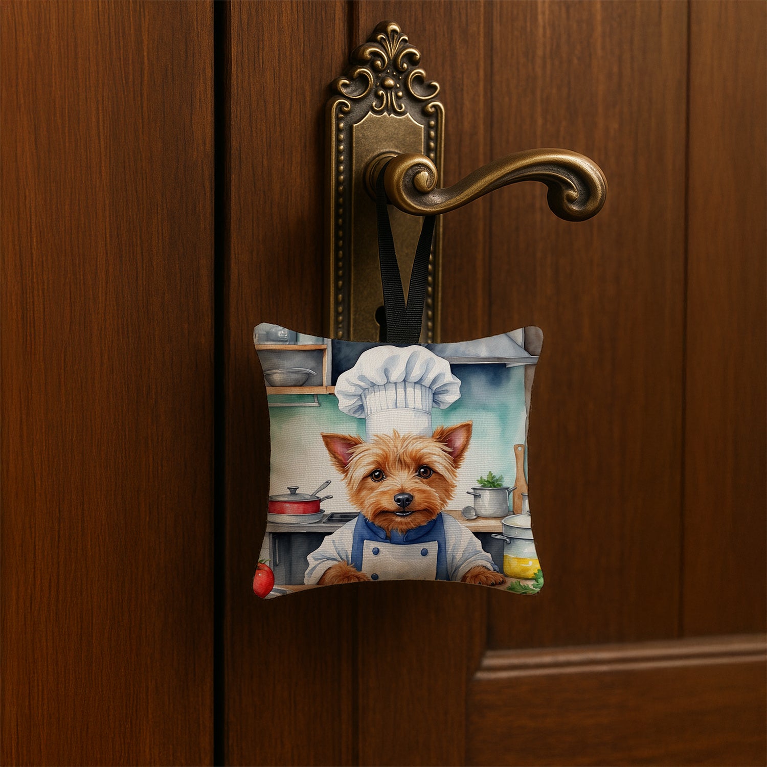 Caroline's Treasures Australian Terrier The Chef Hanging Square Fabric Ornament 3.5 × 3.5