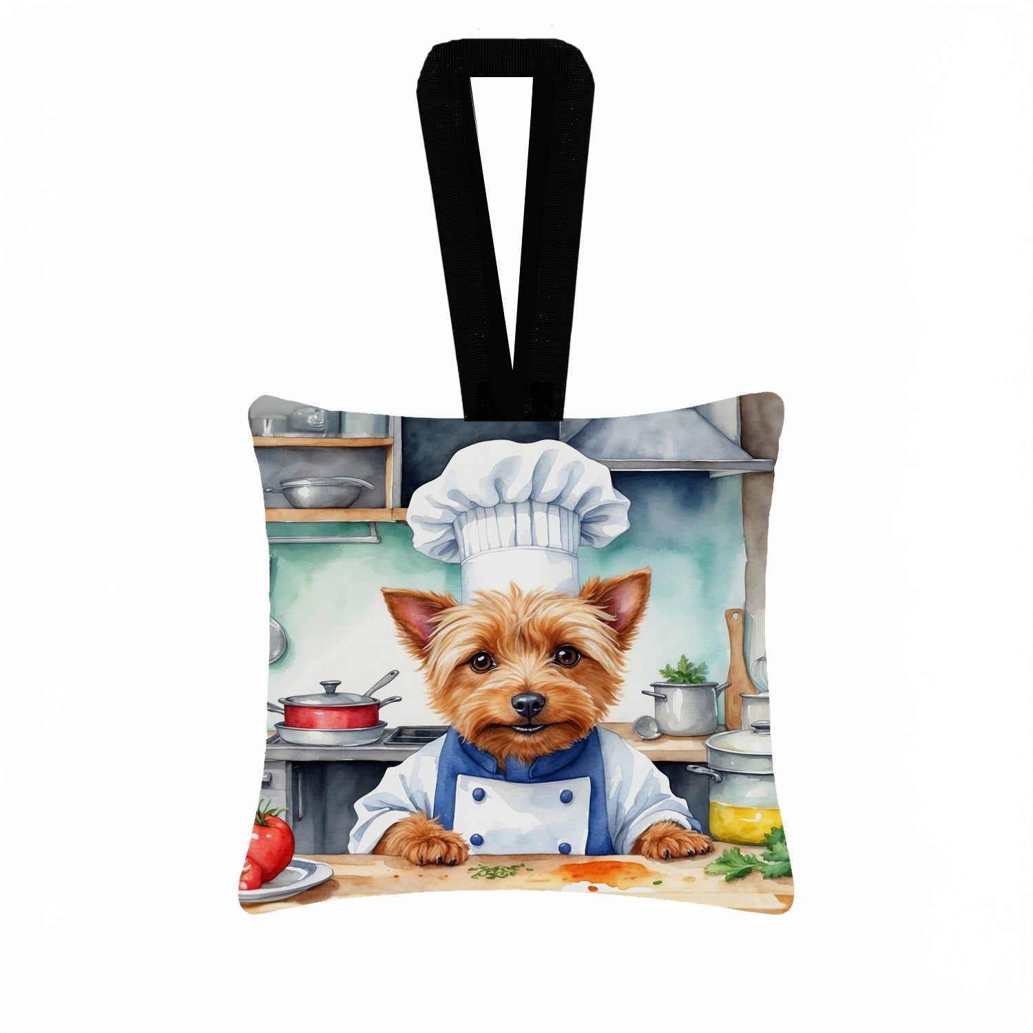 Caroline's Treasures Australian Terrier The Chef Hanging Square Fabric Ornament 3.5 × 3.5