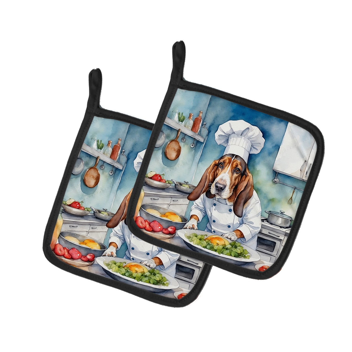 Buy this Basset Hound The Chef Pair of Pot Holders