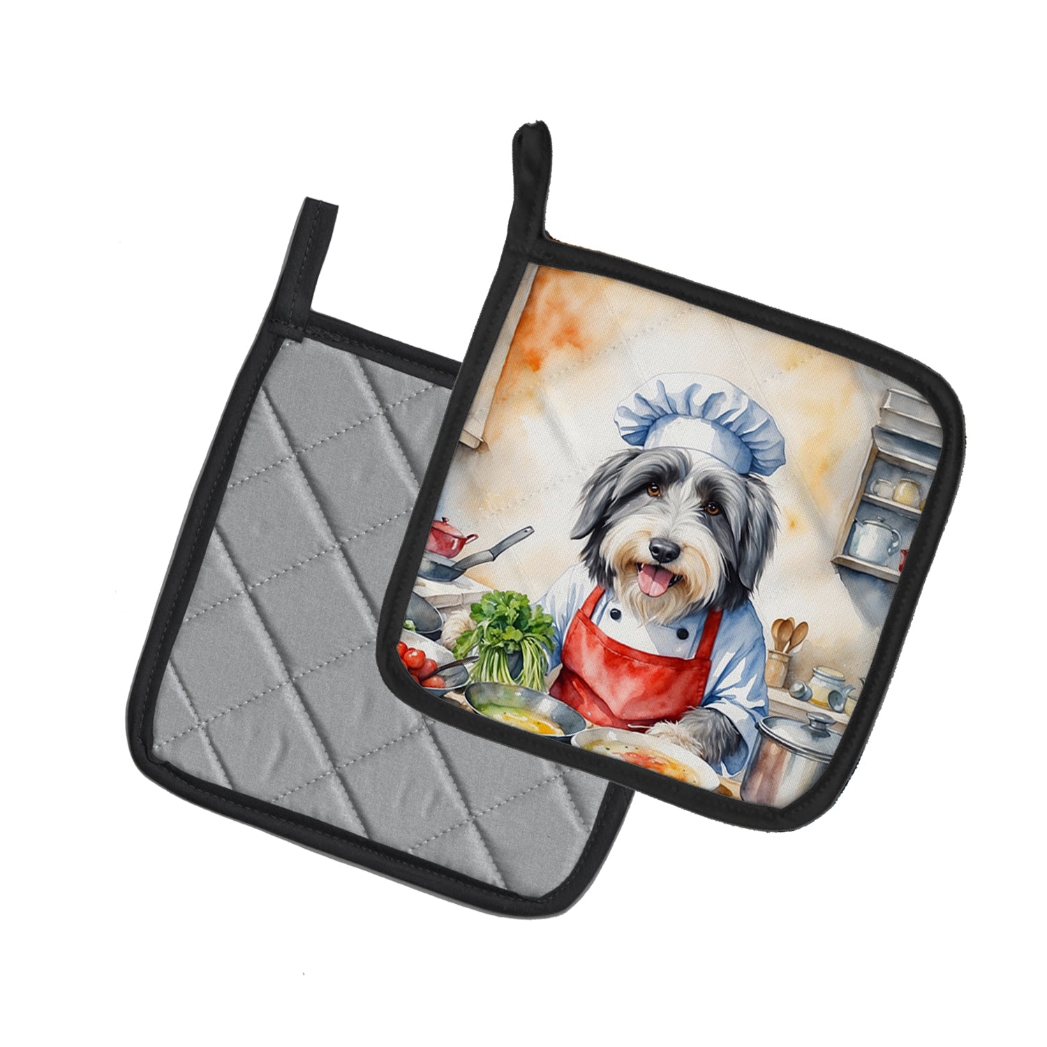 Bearded Collie The Chef Pair of Pot Holders