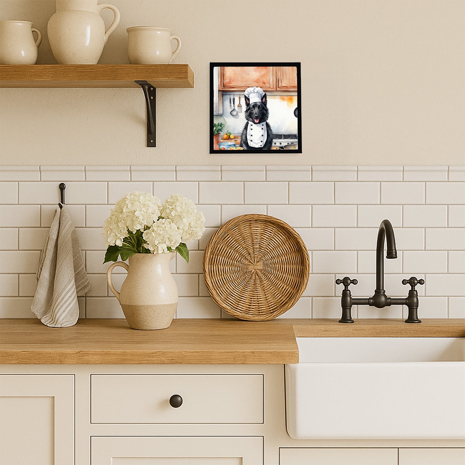 Caroline's Treasures Belgian Sheepdog The Chef Framed Metal Print