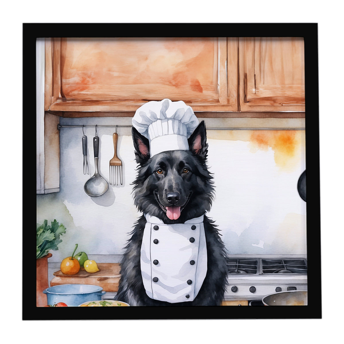 Caroline's Treasures Belgian Sheepdog The Chef Framed Metal Print
