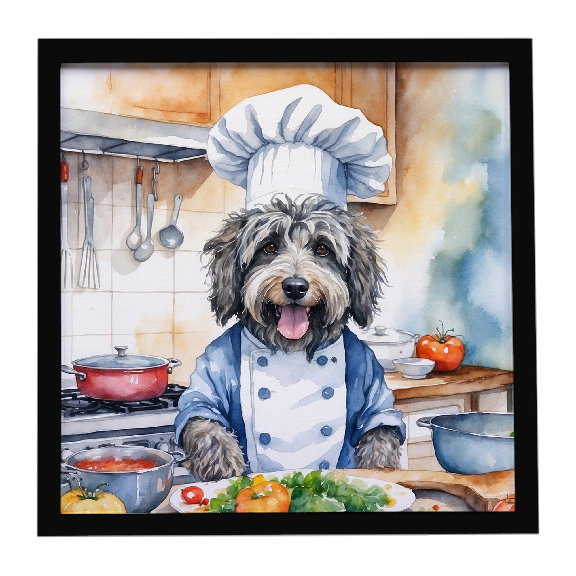 Caroline's Treasures Bergamasco Sheepdog The Chef Framed Metal Print