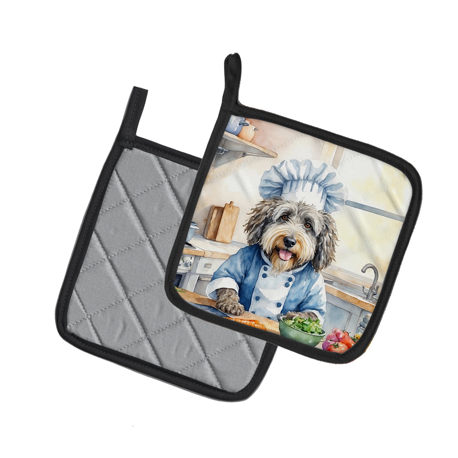 Caroline's Treasures Bergamasco Sheepdog The Chef Pot Holders - Set of 2 Decorative Kitchen Helpers | Made in the USA