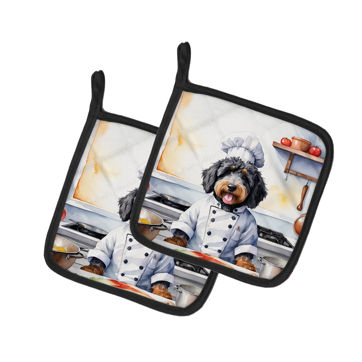 Buy this Bernedoodle The Chef Pair of Pot Holders